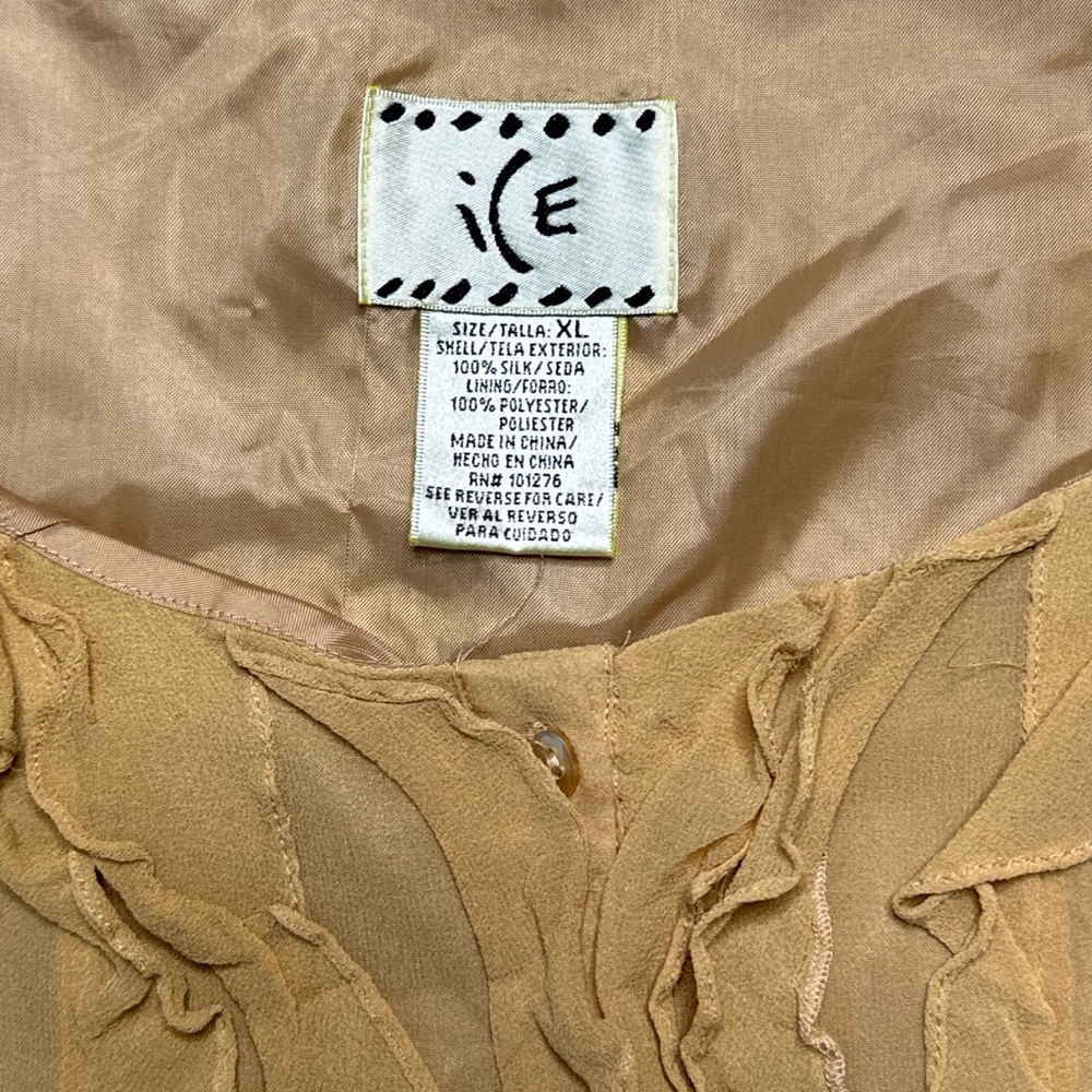 Vintage fairycore boho whimsygoth ruffle sheer top ICE brand y2k size XL beige - Picture 5 of 8